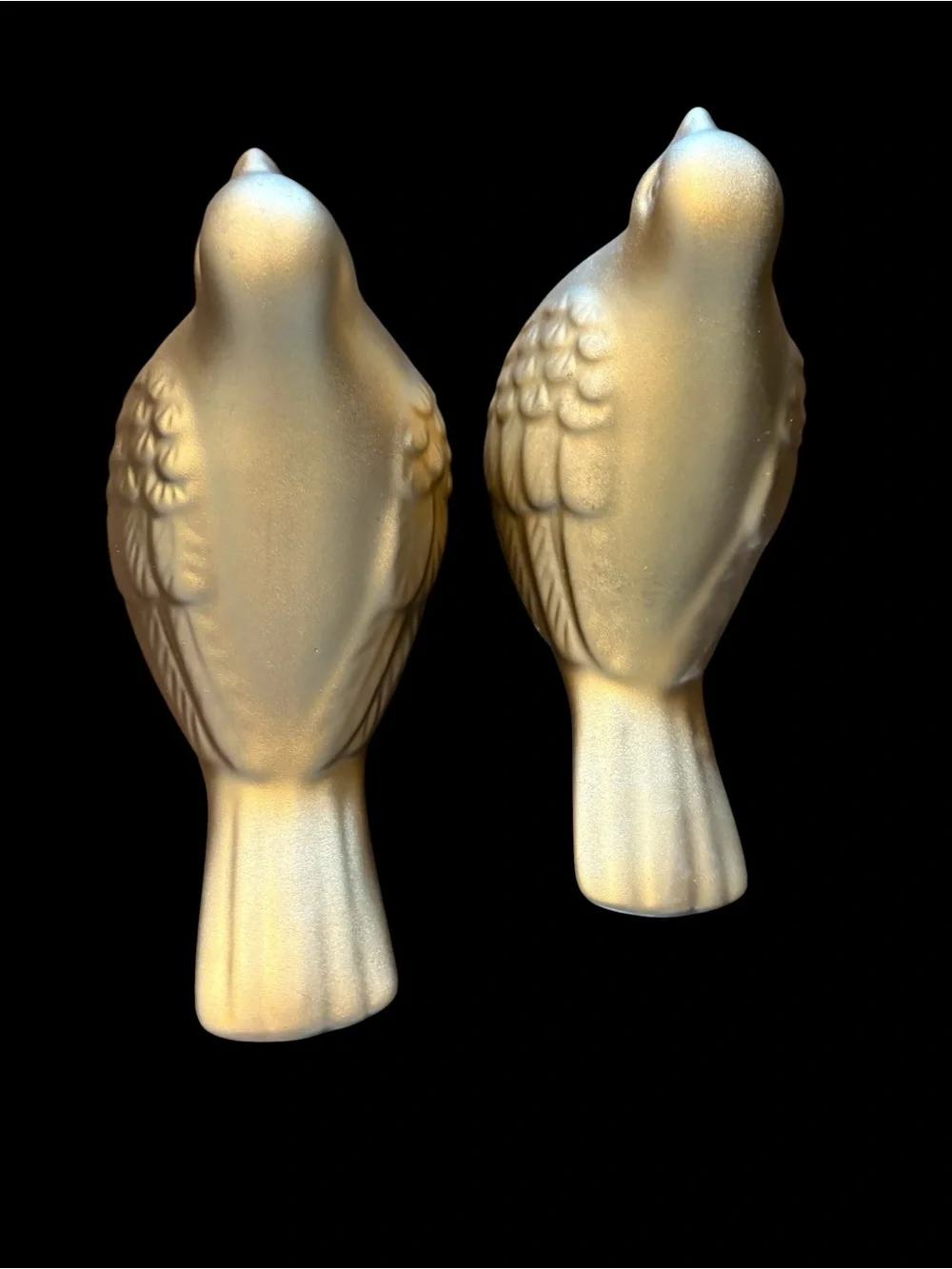Ceramic Decorative Bird Figurines - Gold